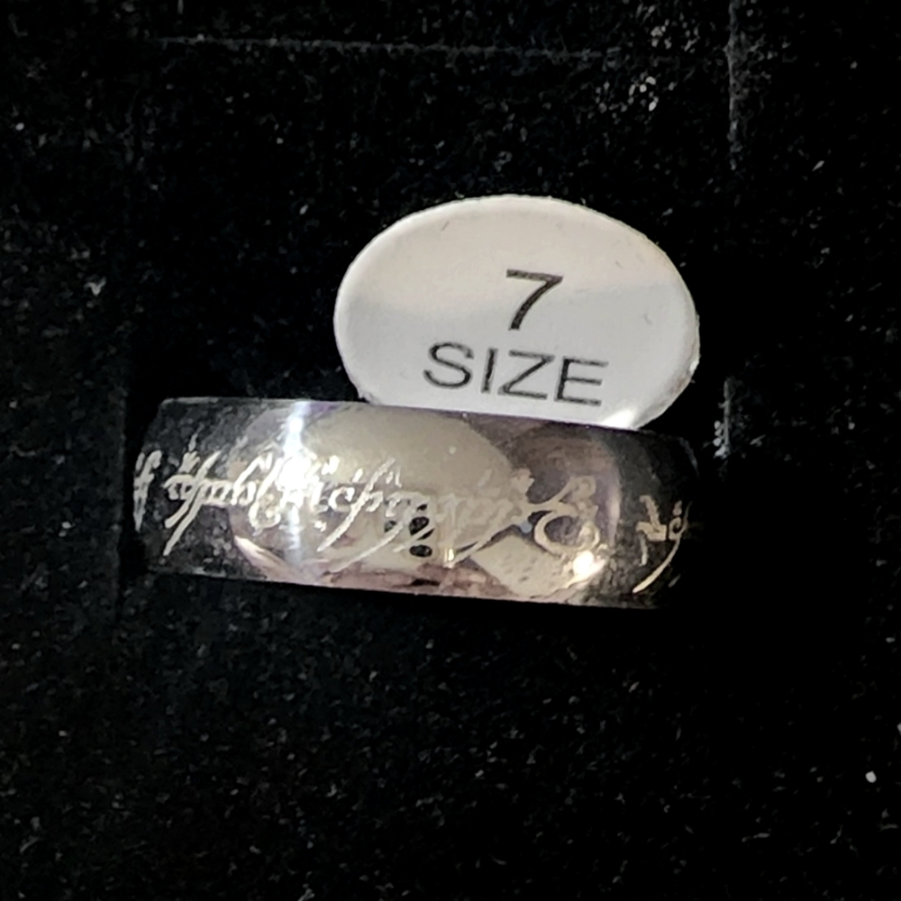 New silver tone stainless steel lord of the rings ring 7